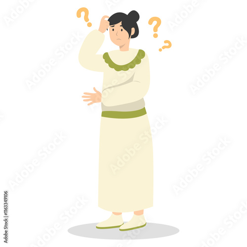 People Think and Solve Question. Confused Situation. Flat Cartoon Vector Illustration