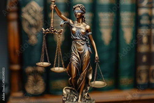 Lady Justice Statue With Scales of Justice and Blindfold photo