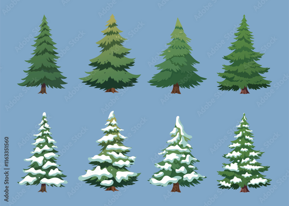 Pine tree on white background, realistic Christmas tree vector illustration Pine tree on white background, realistic Christmas tree vector illustration