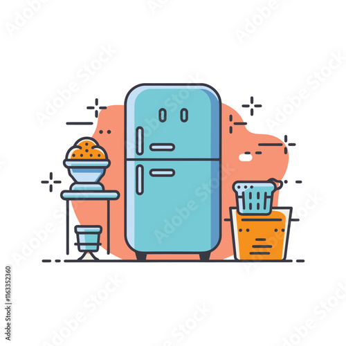 A flat vector illustration of Refrigerator drawing isolated for web design and app icons