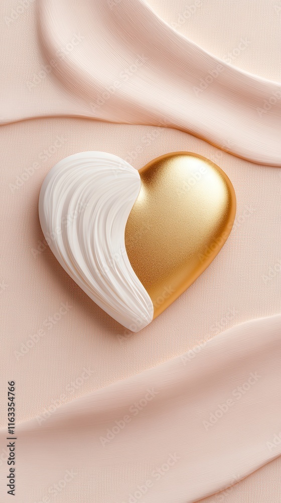 Fototapeta premium Delicate Glowing Heart on Textured Blush Background