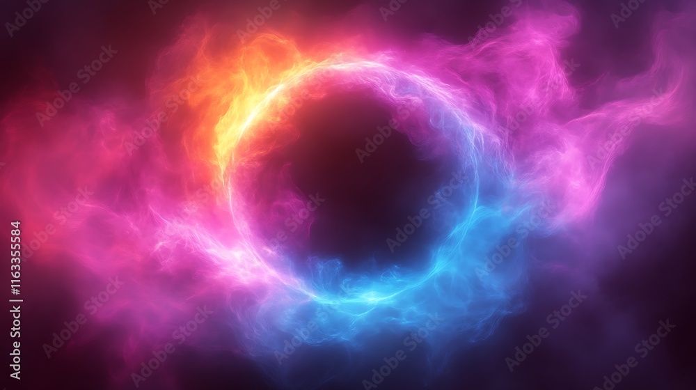 Obraz premium Abstract Colorful Glowing Ring Nebula Cosmic Art