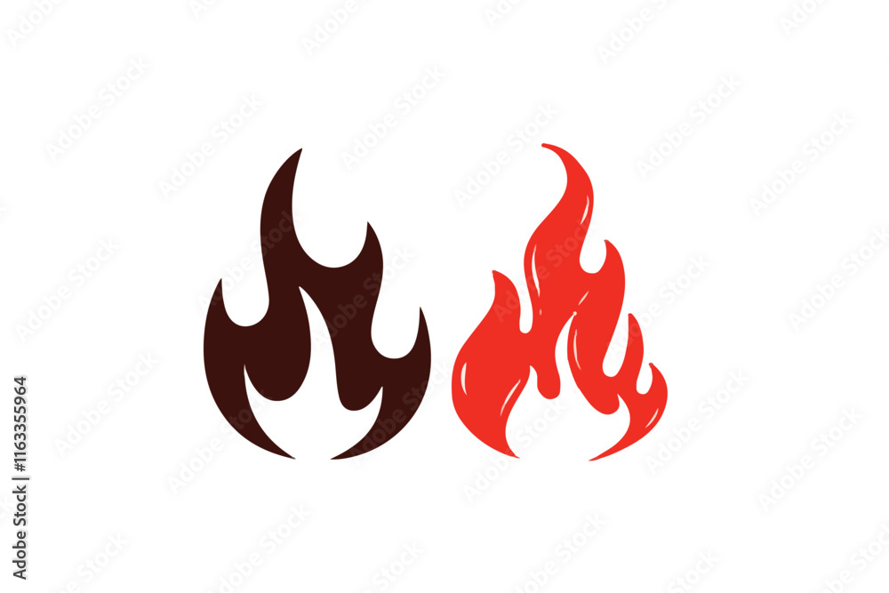 Print Vector Fire Flame Isolated Icon Set. Campfire, Bonfire, Flame Sign, Front View. Vector Illustration Print Vector Fire Flame Isolated Icon Set. Campfire, Bonfire, Flame Sign, Front View. Vector Illustration
