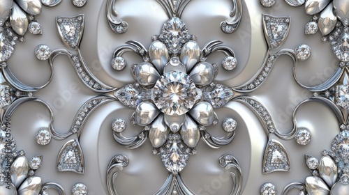 A refined seamless pattern with sparkling gems and delicate silver accents, creating a glamorous texture for elegant designs