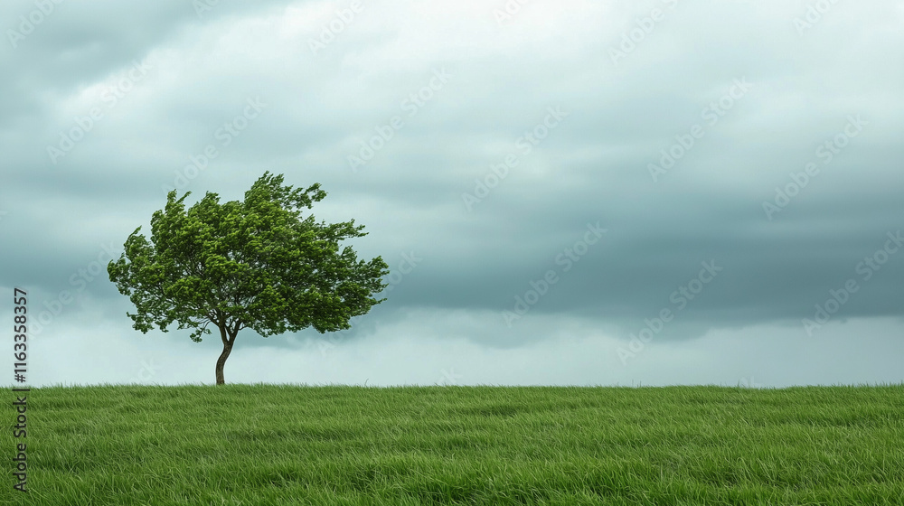 Fototapeta premium Solitary Tree in Stormy Weather 