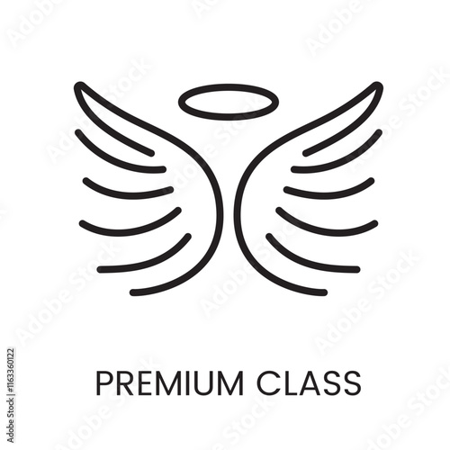 An icon of angel wings with a halo in vector, symbolizing premium services, with an editable stroke