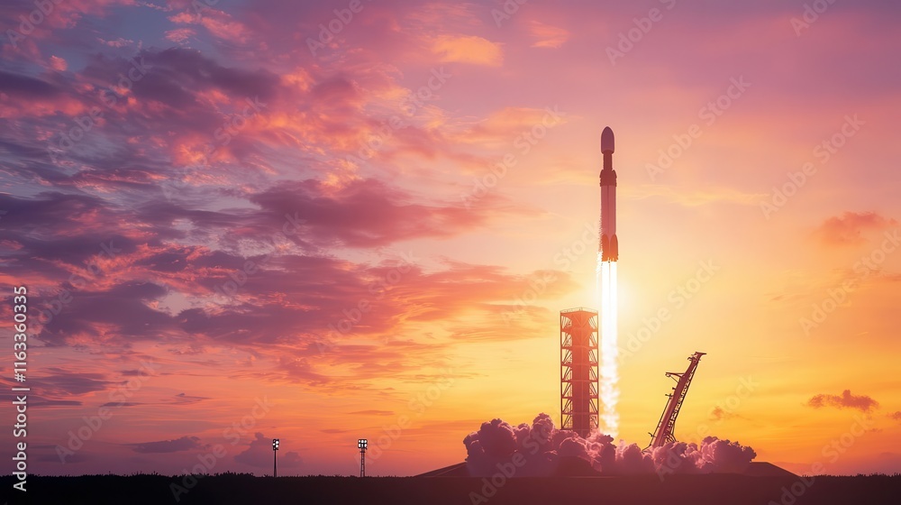 Rocket launch pad at dusk, crew preparing for liftoff, brimming with potential, anticipation, expectation, ambition Rocket launch pad at dusk, crew preparing for liftoff, brimming with potential, anticipation, expectation, ambition
