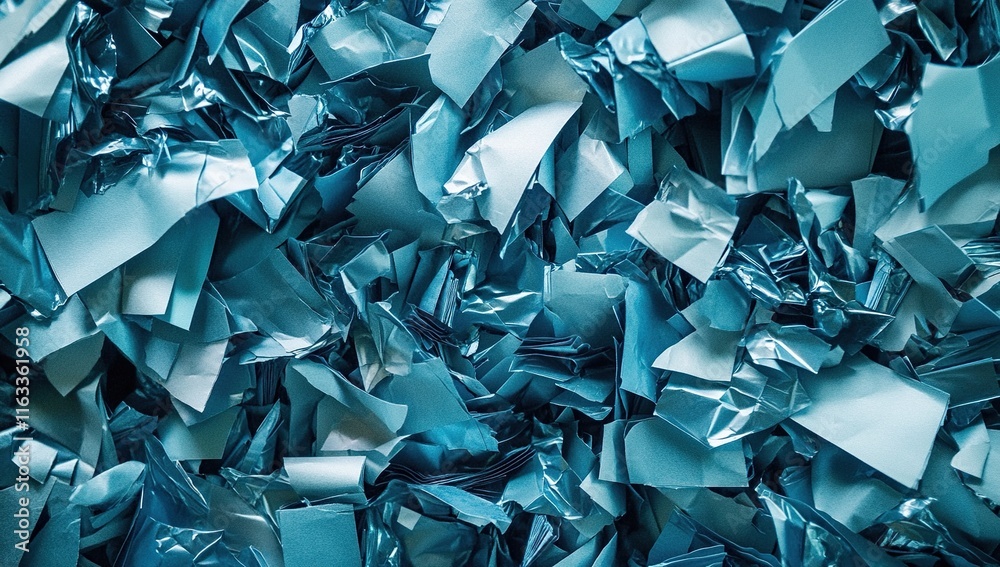 Abstract Teal Confetti Texture: A Close-Up View of Crumbled Paper Abstract Teal Confetti Texture: A Close-Up View of Crumbled Paper