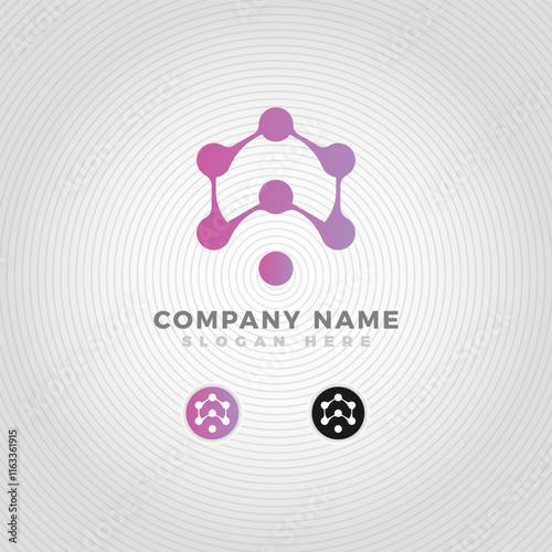 Chemical reaction logo blended with initial letter A