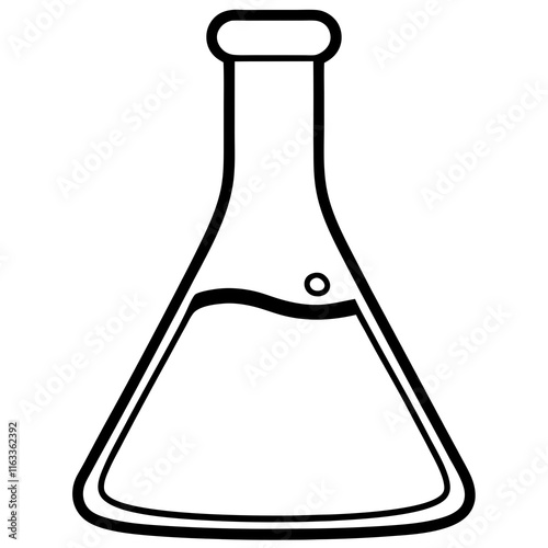 Chemistry Flask Line Art Vector Illustration