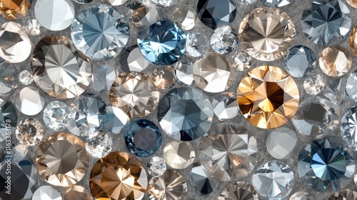 A sparkling seamless pattern of brilliant-cut gems in cascading arrangements, evoking a sense of elegance and sophistication