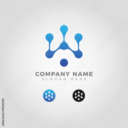 Chemical reaction logo blended with initial letter W