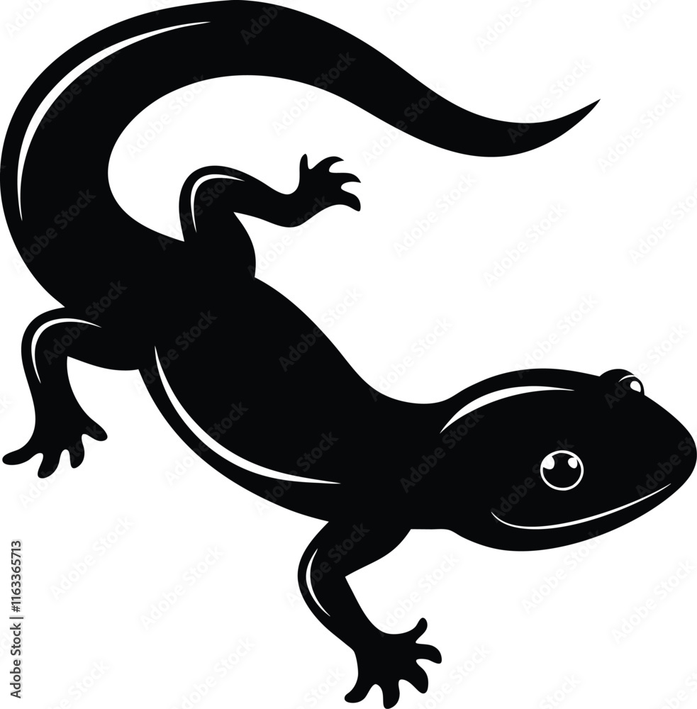 Obraz premium Black Silhouette Lizard Vector Illustration: Reptile Graphic Design, Animal Clip Art, Wildlife Icon, Gecko Image for Prints & Web Use