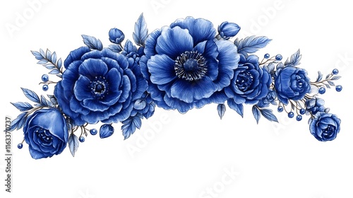 Fototapeta Naklejka Na Ścianę i Meble -  A lovely arrangement of blue roses and anemones