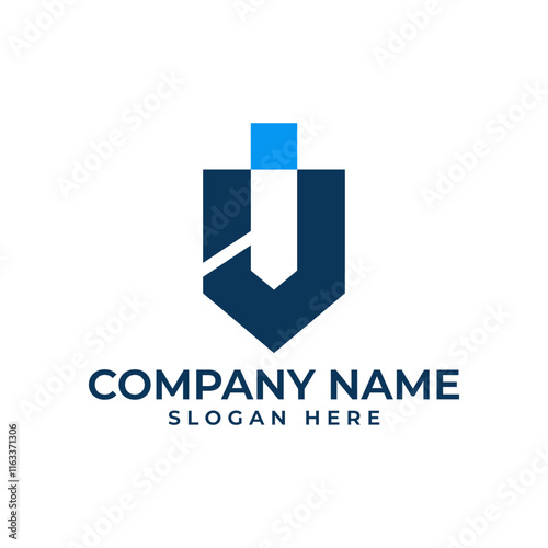 Bold "I" logo within a shield shape, utilizing negative space for a striking visual. Blue color conveys trust and security. Ideal for security, finance, law, and businesses requiring a strong image