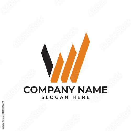 A dynamic logo featuring a stylized "W" formed by overlapping black and orange shapes, resembling a progress bar or ascending graph. This visual metaphor conveys growth, success, and upward momentum