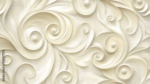 A seamless design with intricate cream swirls and soft geometric accents, creating an elegant and modern texture