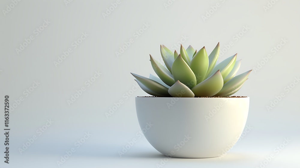 A small potted succulent in a clean, modern white planter against a white background A small potted succulent in a clean, modern white planter against a white background