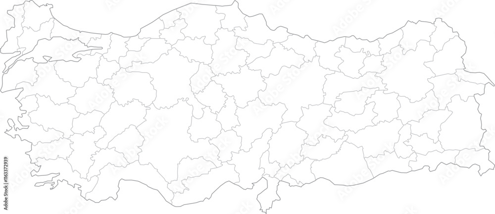 Obraz premium Vector color detailed map of Turkey with the administrative divisions of the country.