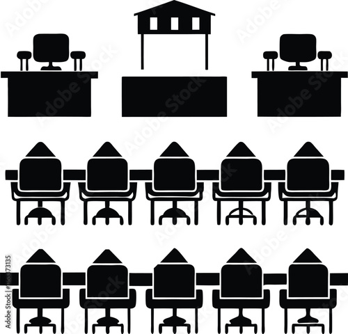 temporary conference room bl silhouette vector 