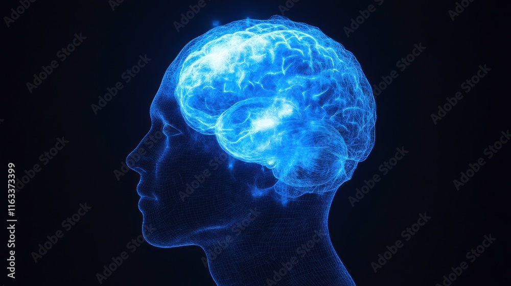 Glowing Digital Brain Interface on Isolated Background Glowing Digital Brain Interface on Isolated Background
