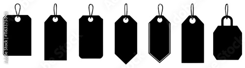 Collection of Blank Hanging Price Tags with Unique Shapes and Strings Vector Design