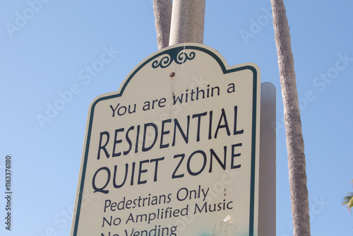 Photography A view of a sign for Residential Quiet Zone.