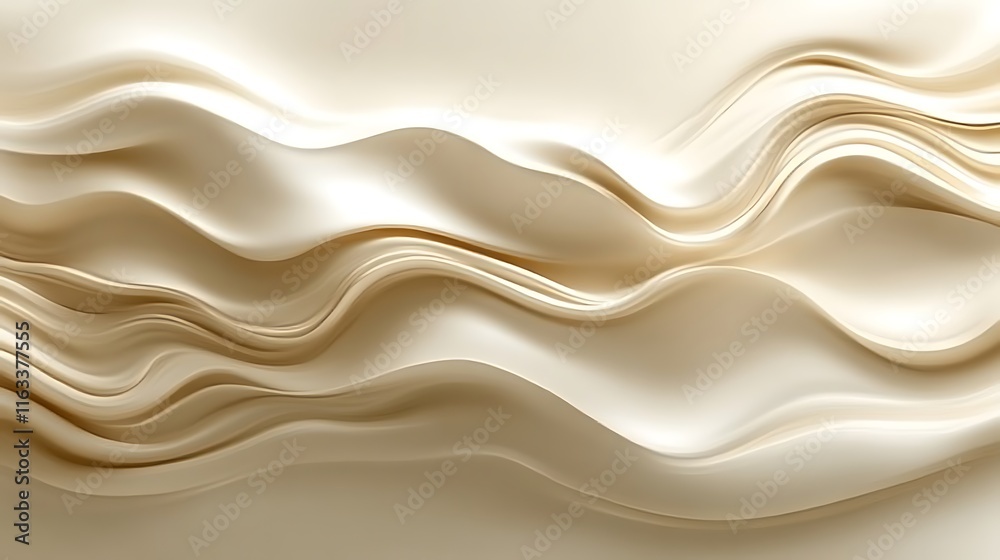 Obraz premium Abstract Beige Wave Forms Swirling Softly
