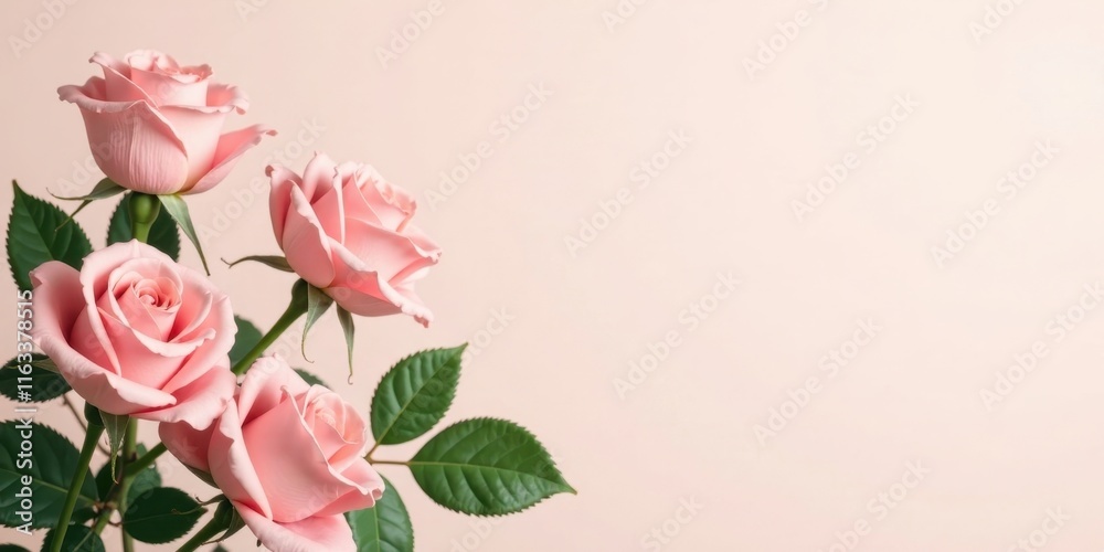 A Delicate Cluster of Light Pink Roses Against a Soft Peach Background, Perfect for Elegant Designs and Romantic Invitations A Delicate Cluster of Light Pink Roses Against a Soft Peach Background, Perfect for Elegant Designs and Romantic Invitations
