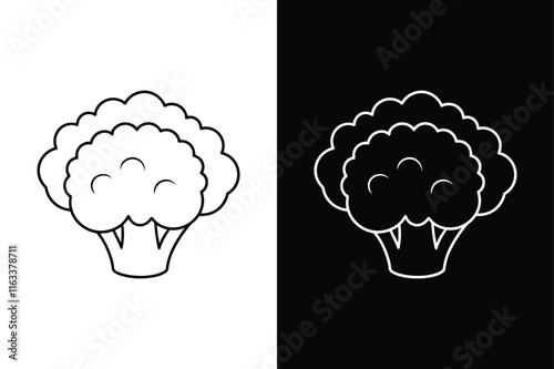 Sleek Cauliflower Line Icon. Minimalist Cabbage Illustration