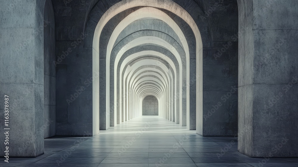 Obraz premium Endless Archway: A Serene Architectural Perspective
