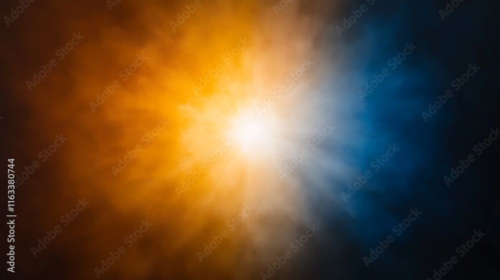 Fototapeta premium Bright Light Explosion in Orange and Blue Smoke