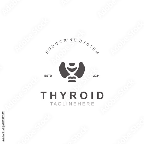 Thyroid Gland human Endocrine System structure logo thyroid care simple template