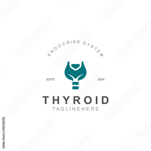 Thyroid Gland human Endocrine System structure logo thyroid care simple template