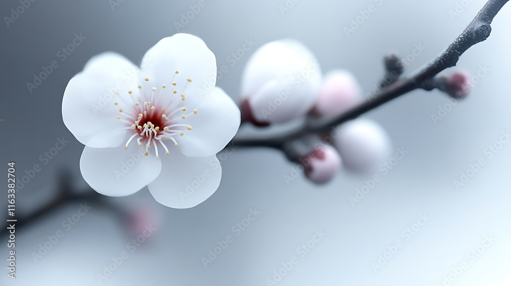 Delicate White Blossom on a Branch in Spring Delicate White Blossom on a Branch in Spring