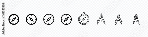 Compass icons set. Vector compass icons. Drawing Compass icon