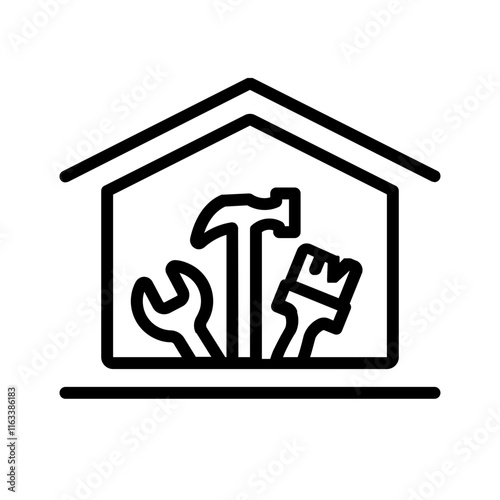 Vector black line icon for Maintenance