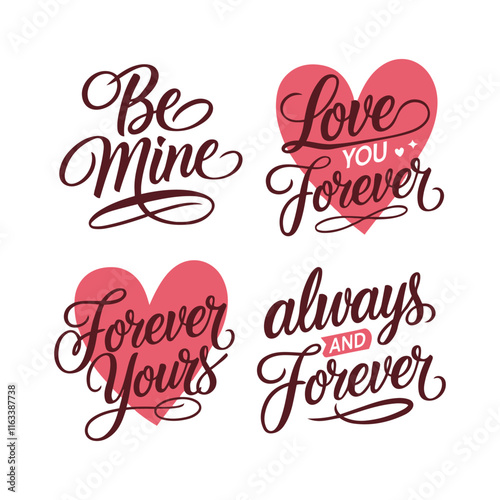 Valentine's Day elegant handwritten text vector illustration