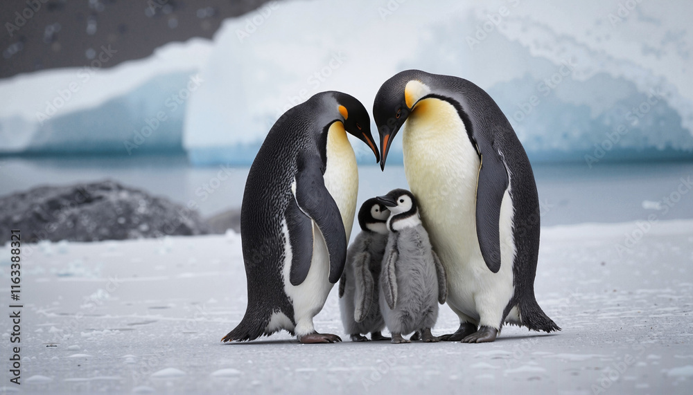 Obraz premium Emperor penguin family in Antarctica