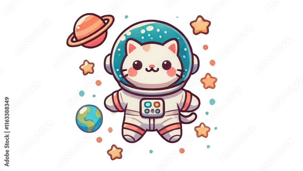 Adventurous cat astronaut exploring space galaxy digital art fantasy whimsical perspective Adventurous cat astronaut exploring space galaxy digital art fantasy whimsical perspective
