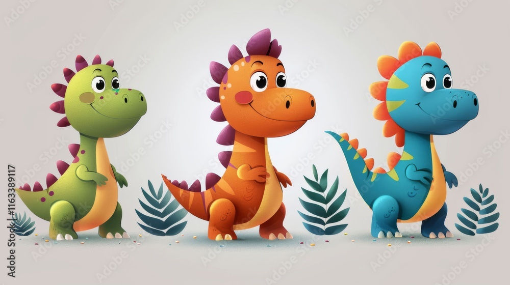 Fototapeta premium Smiling Prehistoric Pals.