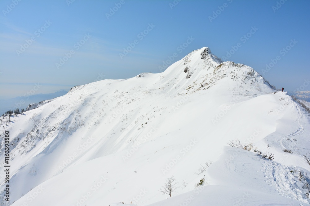 雪の上州武尊山の剣ヶ峰山