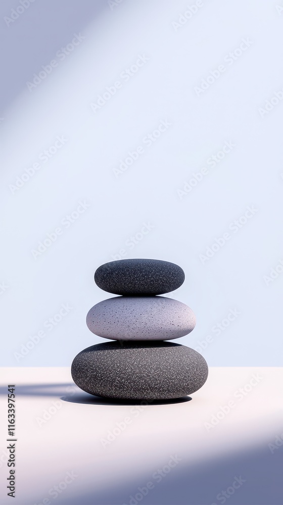Three balanced stones creating a tranquil and calming atmosphere. Three balanced stones creating a tranquil and calming atmosphere.