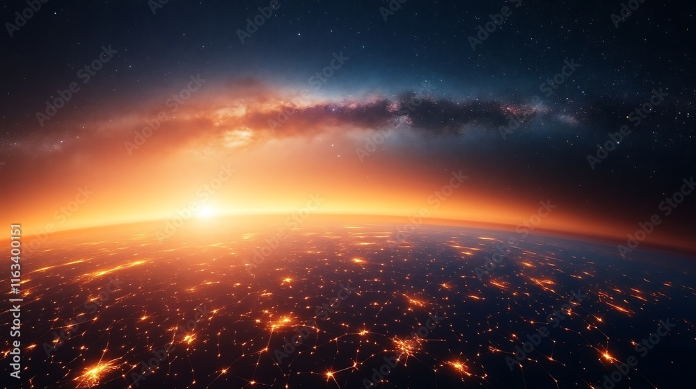 Earthrise Sunrise Global Network Illuminated Earthrise Sunrise Global Network Illuminated