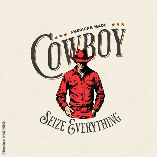 Cowboy america made vector mascot logo design with modern illustration concept style for badge, emblem, t shirt printing and sticker