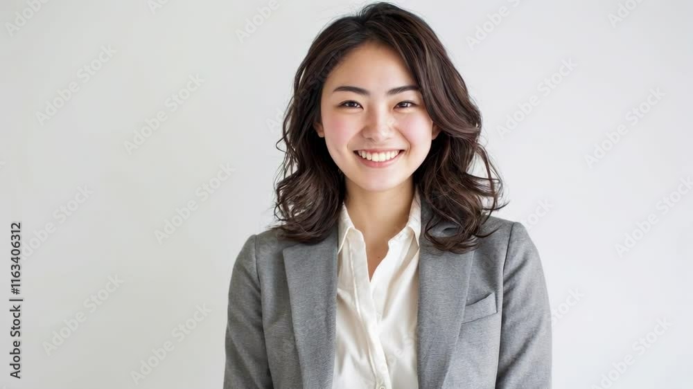 笑顔の日本人の女性ビジネスウーマン(白背景・サラリーマン・スーツ・若手・新人・新入社員) 笑顔の日本人の女性ビジネスウーマン(白背景・サラリーマン・スーツ・若手・新人・新入社員)