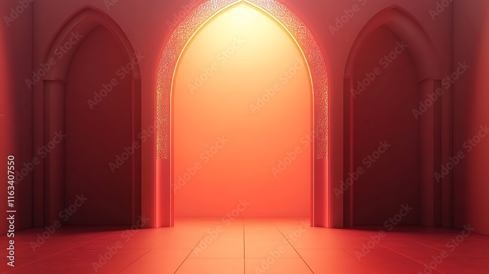 Red Room With Ornate Arches And Warm Lighting Red Room With Ornate Arches And Warm Lighting