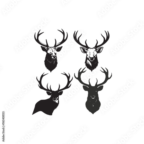 create a Deer antlers silhouette vector icon desing with a white background