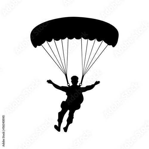a parachute person paragliding in sky silhouette.