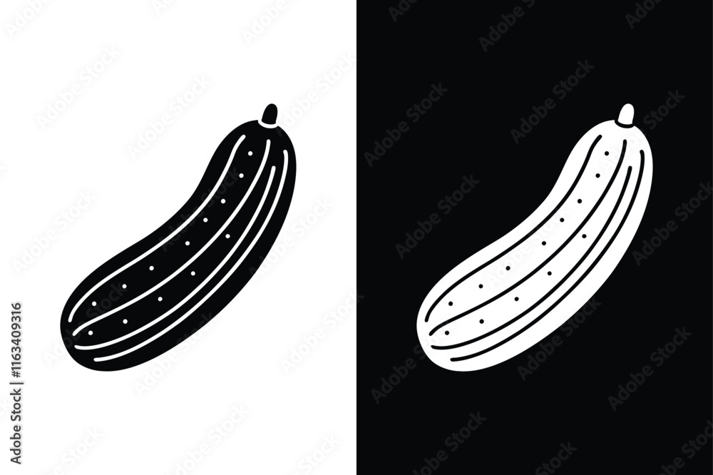 Stylish Black and White Cucumber icon silhouette Vector Illustration Stylish Black and White Cucumber icon silhouette Vector Illustration
